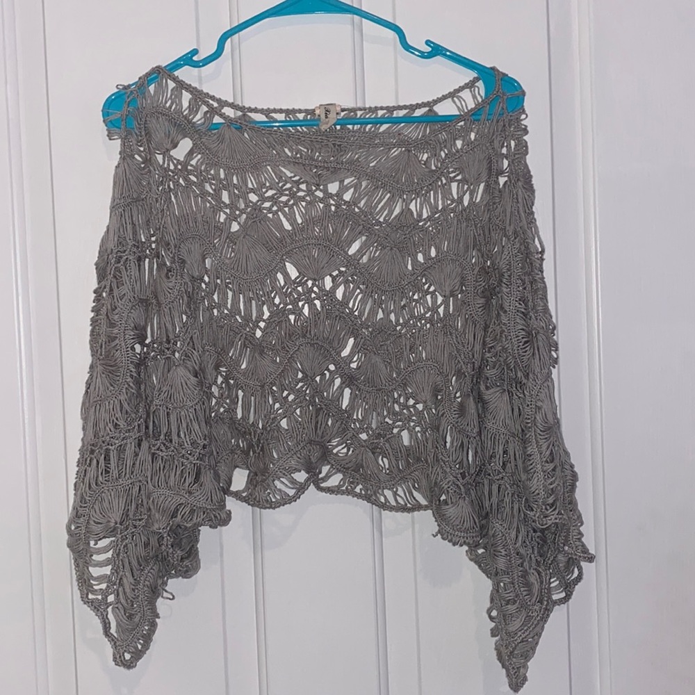 Grey coverup sweater